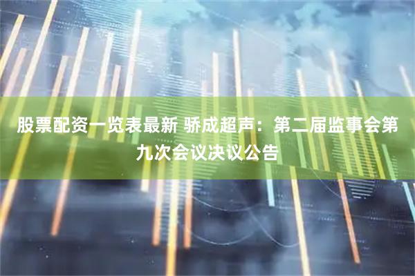 股票配资一览表最新 骄成超声：第二届监事会第九次会议决议公告