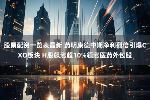 股票配资一览表最新 药明康德中期净利翻倍引爆CXO板块 H股飙涨超10%领涨医药外包股