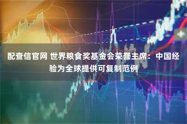 配查信官网 世界粮食奖基金会荣誉主席:中国经验为全球提供可复制范例